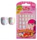 Kiss Pink Детский набор накладных ногтей на клеевой основе с ароматом клубники Праздничный (цветочный принт) 24 шт