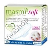Masmi Natural Cotton soft Натуральные ультратонкие прокладки SOFT для обильных выделений (с крылышками) 10 шт.